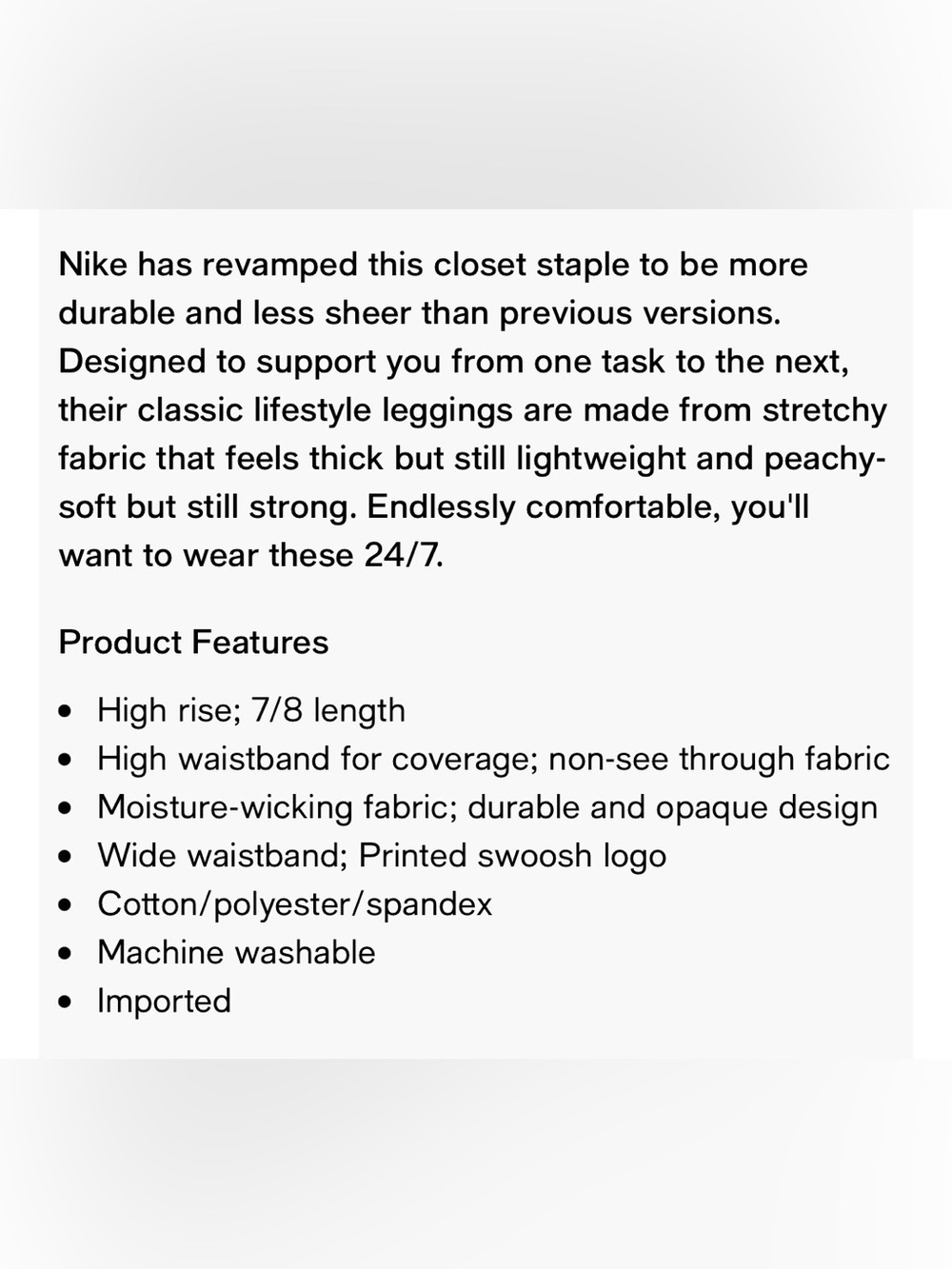 Nike Black Tight Fit High Rise 7/8 Performance Leggings - Picture 3 of 10
